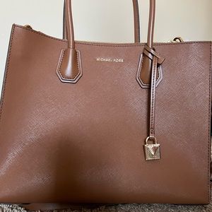 Michael Kors luggage leather brown tote.